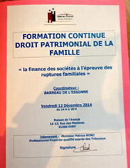 Formation continue Droit patrimonial de la famille